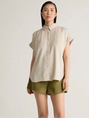 Quince Vintage Wash Tencel Camp Shirt Shale XS 100% Lyocell
